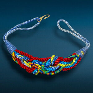 Vintage 1980's Multicolor Braided Rope Cinch Corset Belt Taiwan Avant Garde S/M